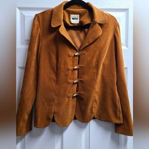 Brown Suede Scallop Hemmed Jacket